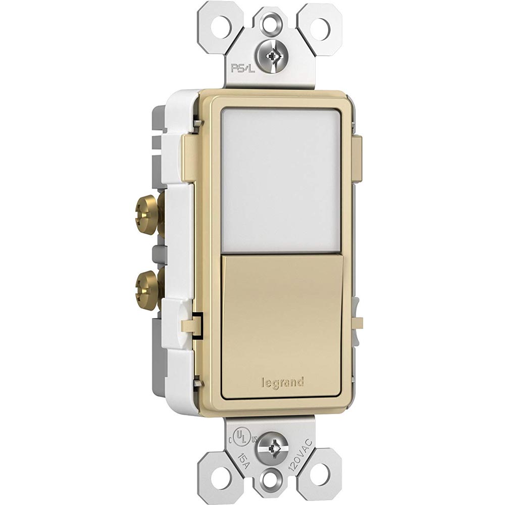 radiant 3-Way Rocker Switch with Night Light, 15-Amp, 120V, Ivory - Bees Lighting