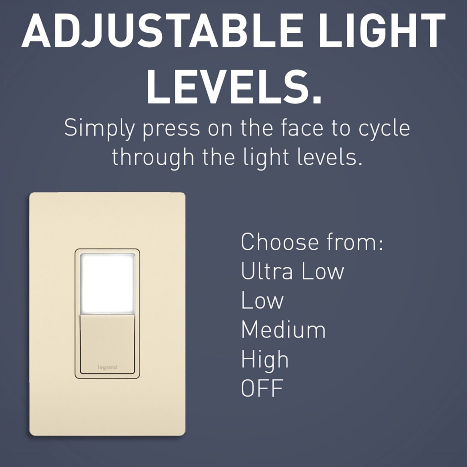 radiant 3-Way Rocker Switch with Night Light, 15-Amp, 120V, Ivory - Bees Lighting