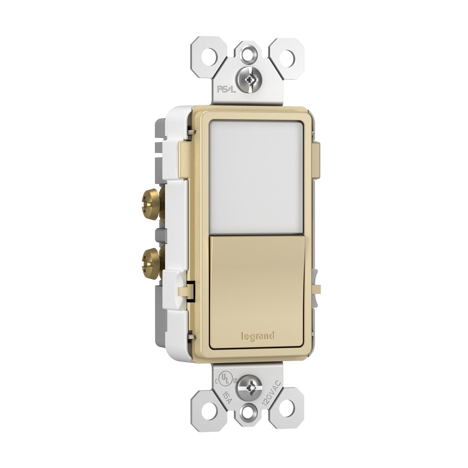 radiant 3-Way Rocker Switch with Night Light, 15-Amp, 120V, Light Almond - Bees Lighting