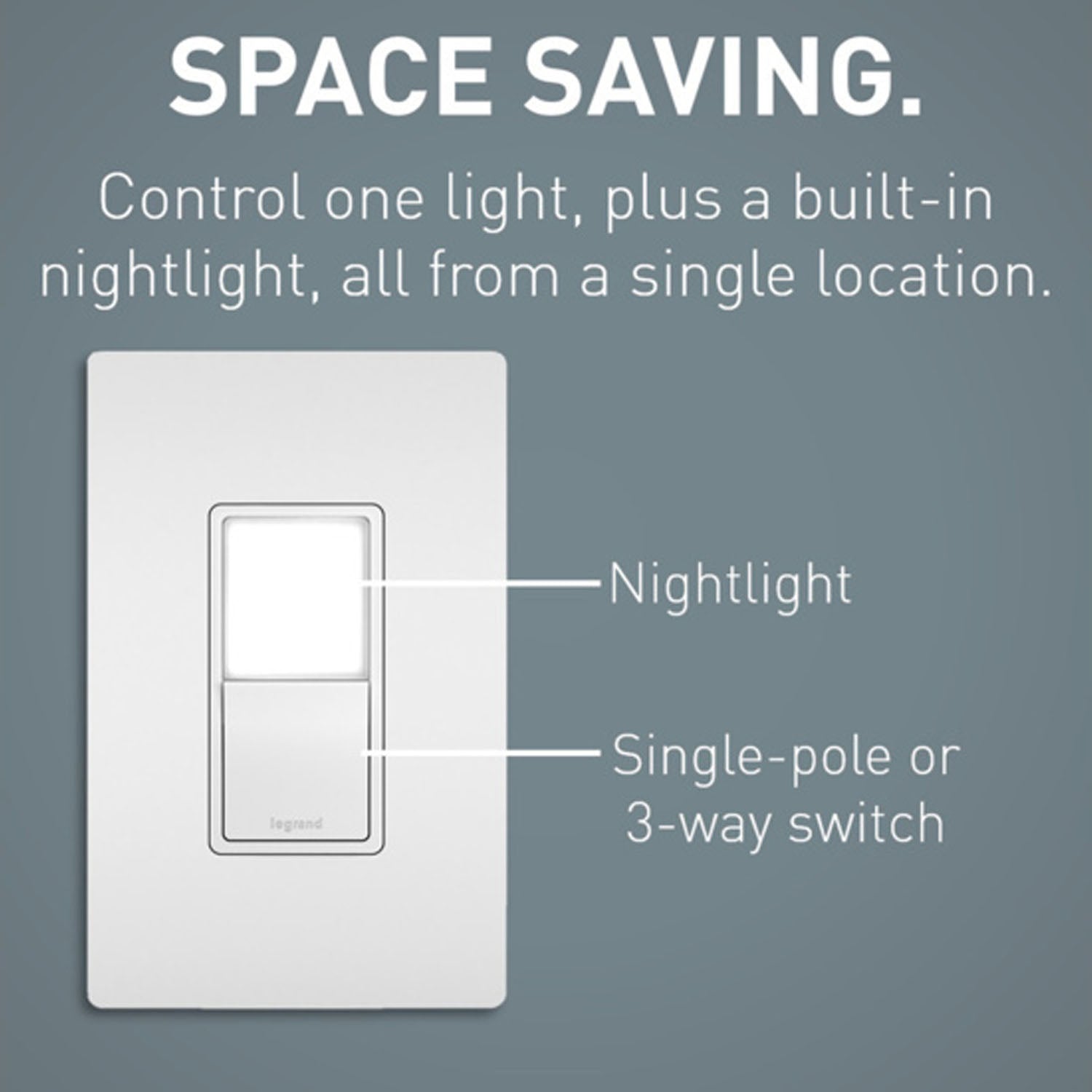 radiant 3-Way Rocker Switch with Night Light, 15-Amp, 120V, White - Bees Lighting