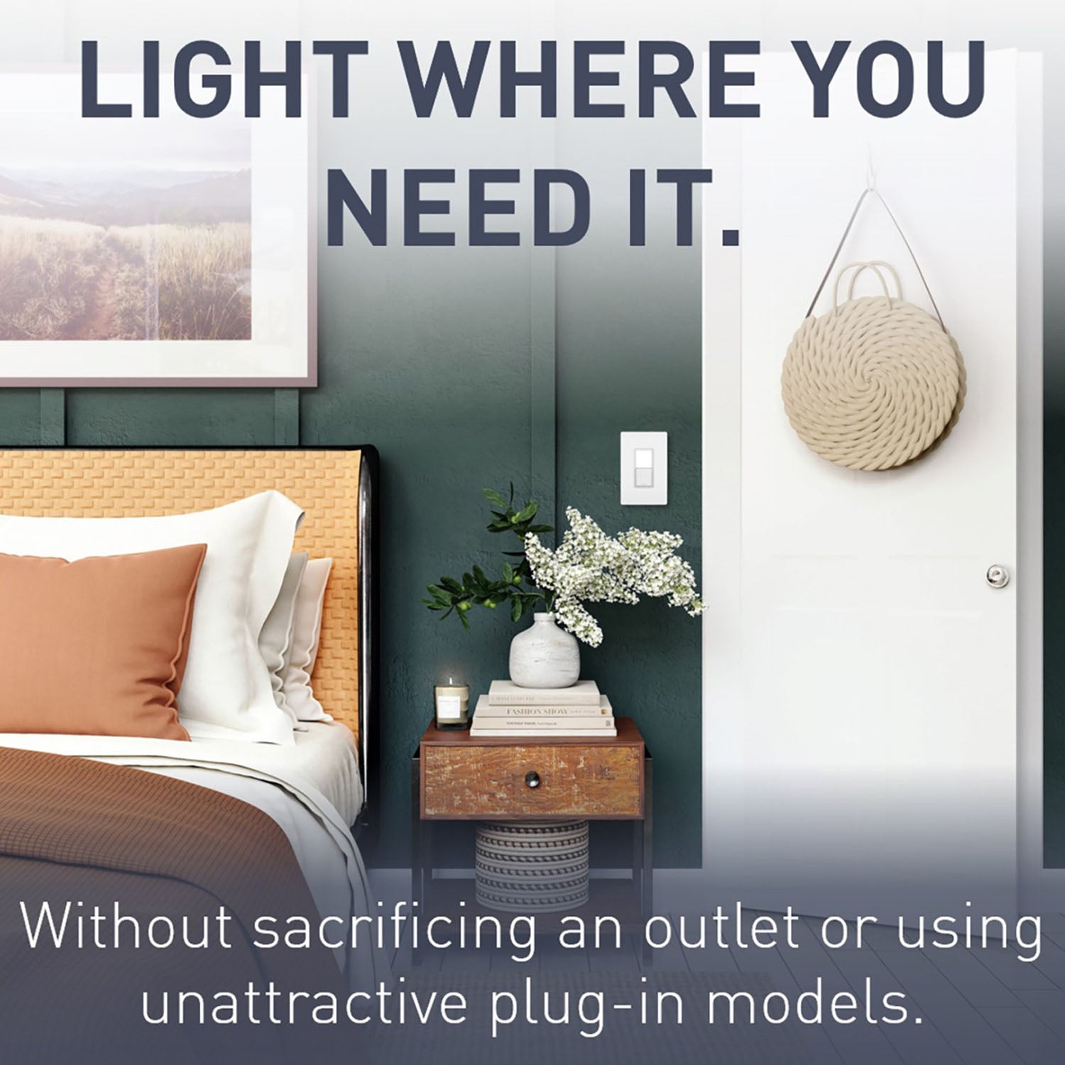 radiant 3-Way Rocker Switch with Night Light, 15-Amp, 120V, White - Bees Lighting