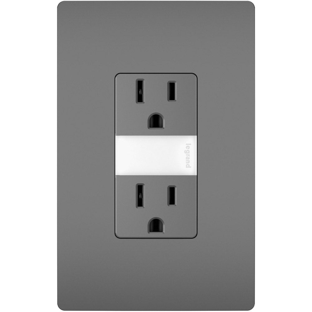 radiant 15A Tamper-Resistant Outlet with Night Light, Black - Bees Lighting