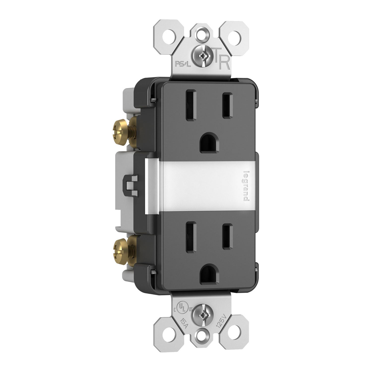 radiant 15A Tamper-Resistant Outlet with Night Light, Black - Bees Lighting