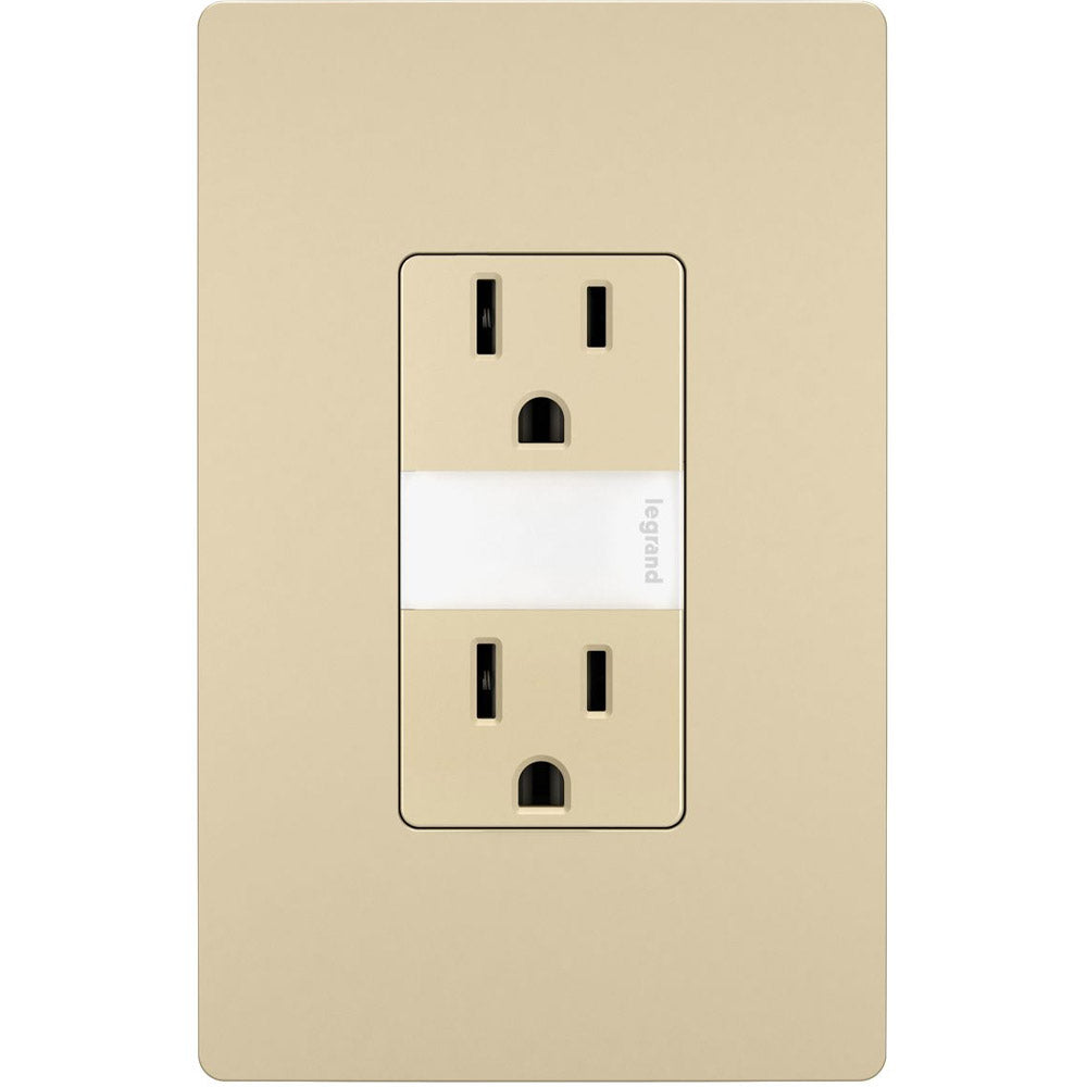 radiant 15A Tamper-Resistant Outlet with Night Light, Ivory - Bees Lighting