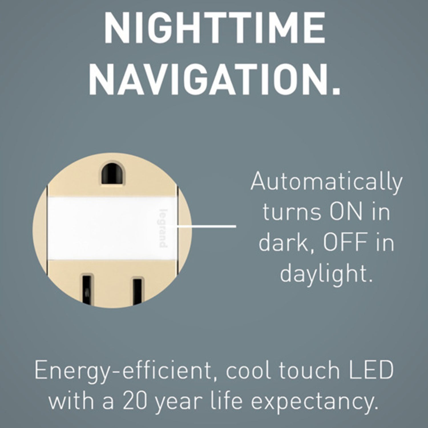 radiant 15A Tamper-Resistant Outlet with Night Light, Ivory - Bees Lighting