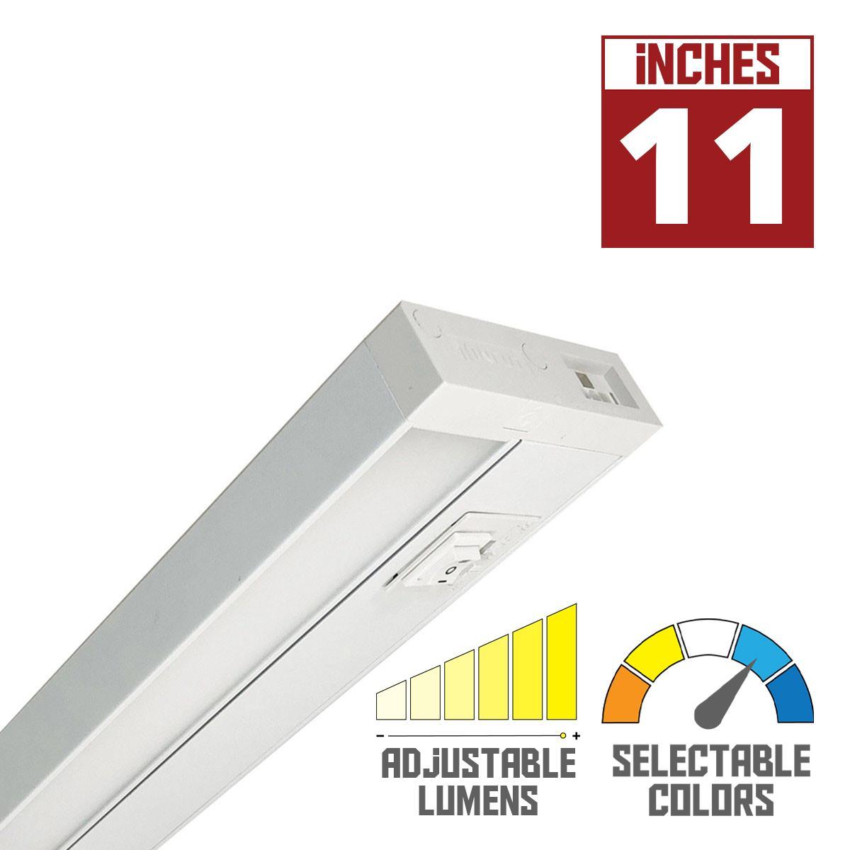 LEDUR TW 11 Inch EdgeLit Under Cabinet LED Light, Linkable, Adjustable Lumens 275/ 475 Lm, Field Selectable CCT 2700K to 5000K, 120V
