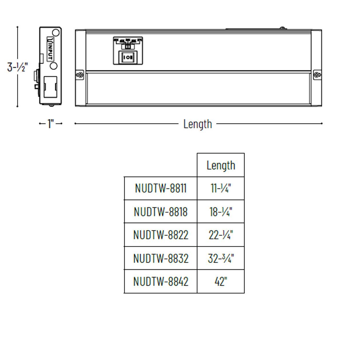 LEDUR 22in. Edge-Lit Under Cabinet LED Light, 275|475 Lm, Selectable 2700K to 5000K, 120V - Bees Lighting
