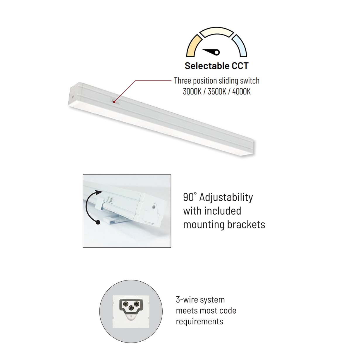 24" Low-Profile LED Bravo FROST Under Cabinet Light, Tunable White, 120V - Bees Lighting