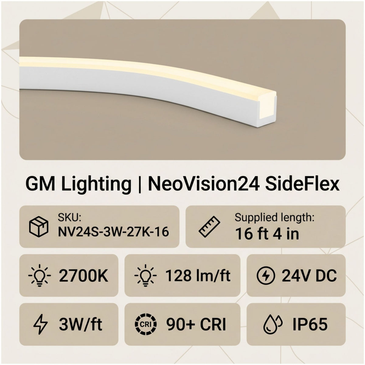 NeoVision24 SideFlex linear neon light with white diffused housing, curved profile