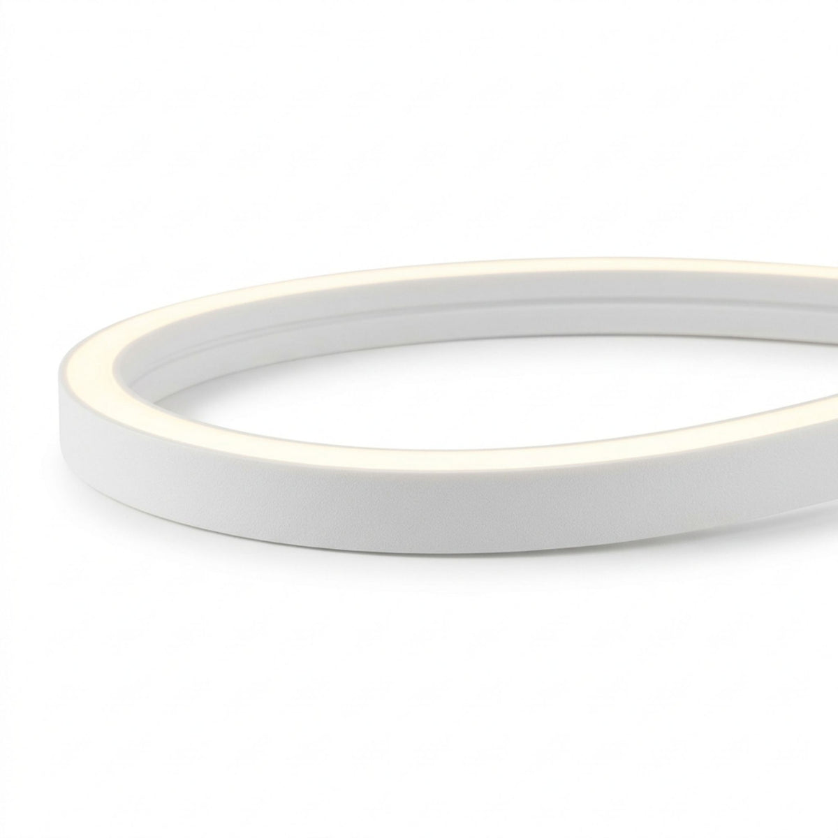 White flexible LED linear light strip, curved edge profile, side-bend design