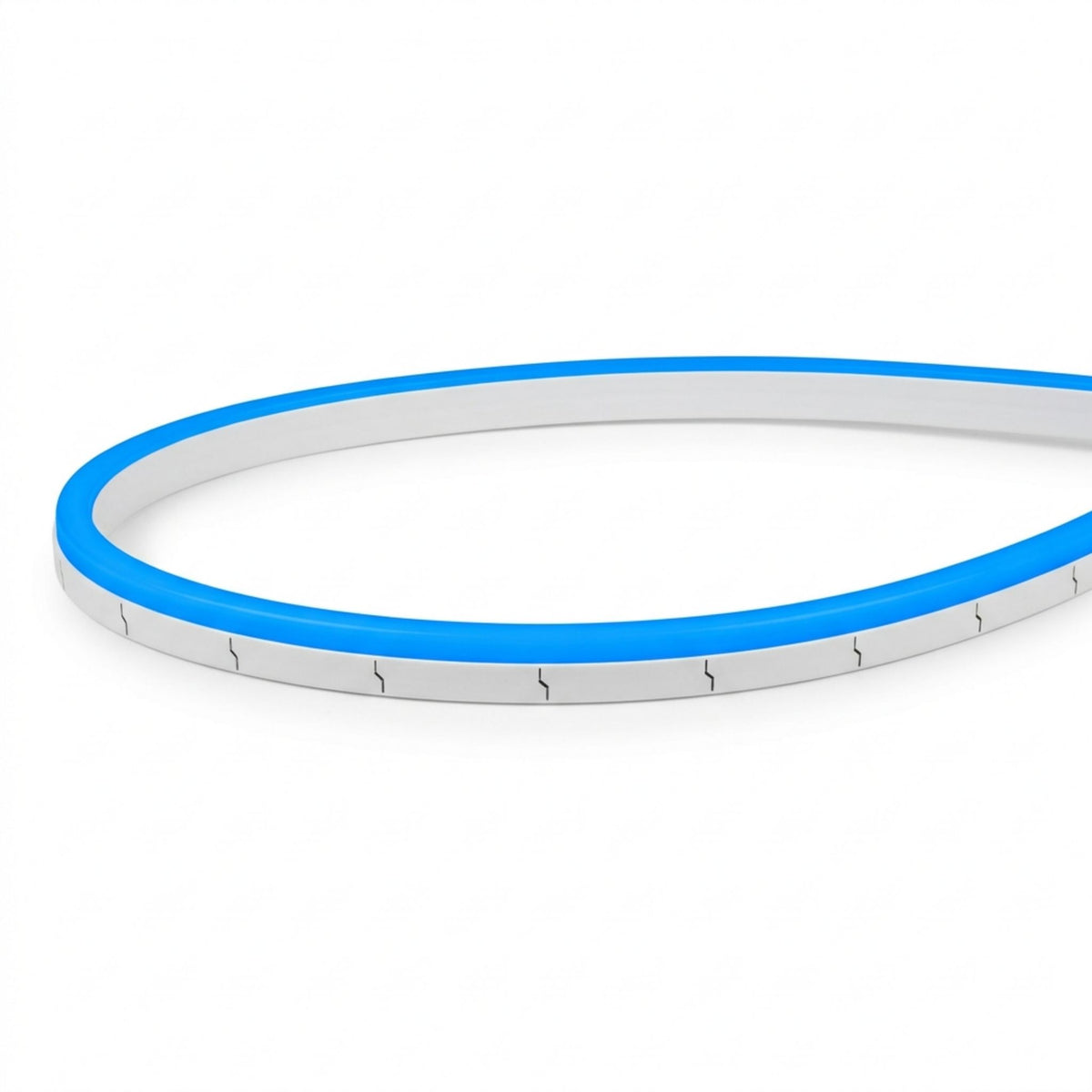Blue neon linear light with white housing, side-bend style, 16 ft 4 in length.