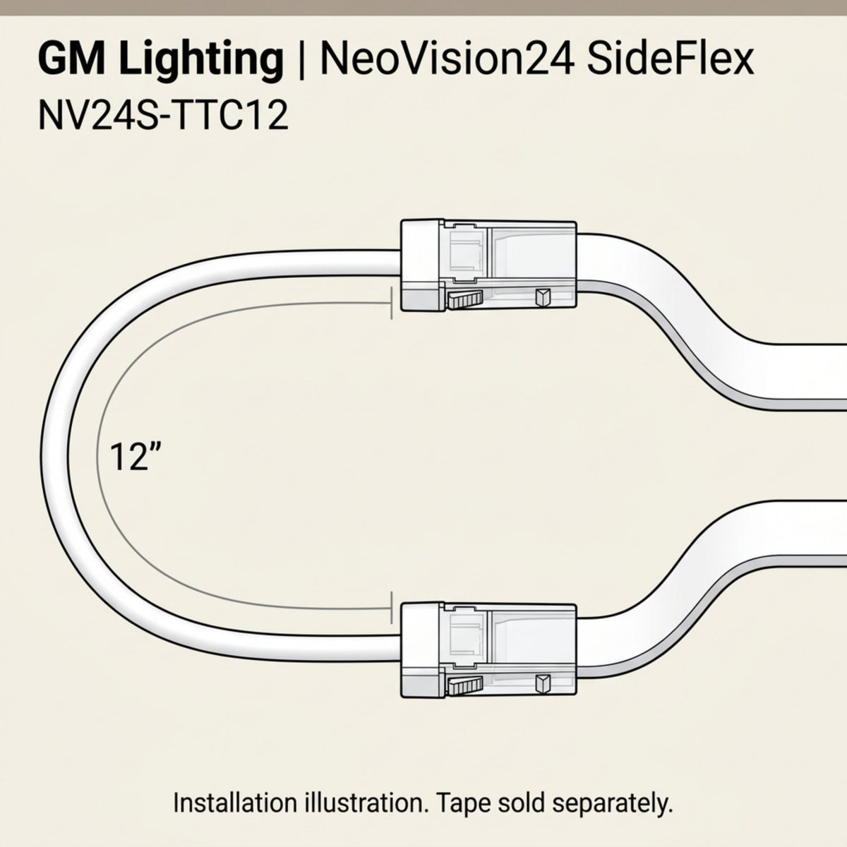 GM Lighting NeoVision24 SideFlex NV24S-TTC12 12 in Flexible Tape-to-Tape Connector