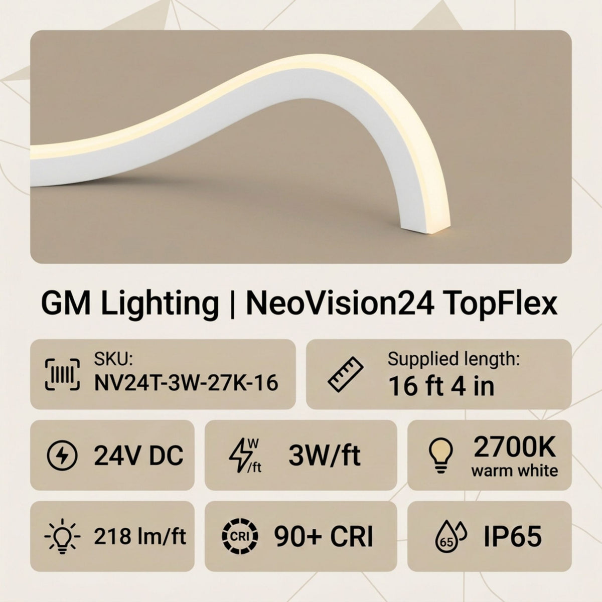 Warm white LED neon linear light strip with top-bend curve