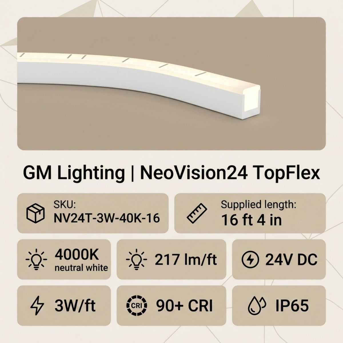 TopFlex LED linear light bar with low-profile housing and frosted diffuser
