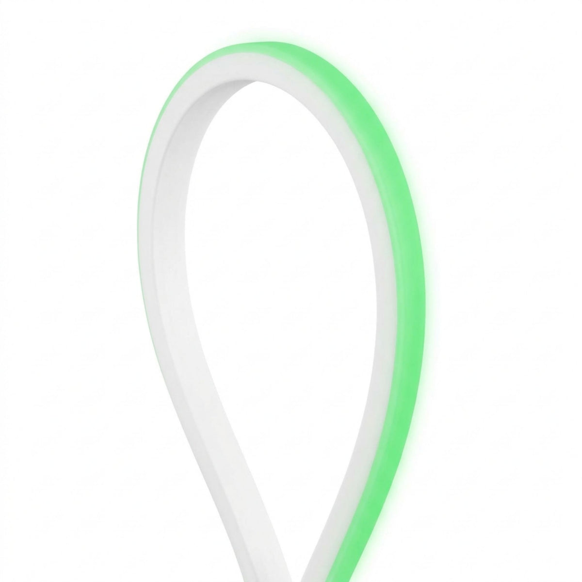 Green LED neon linear light tube with white channel, top-bend flexible profile