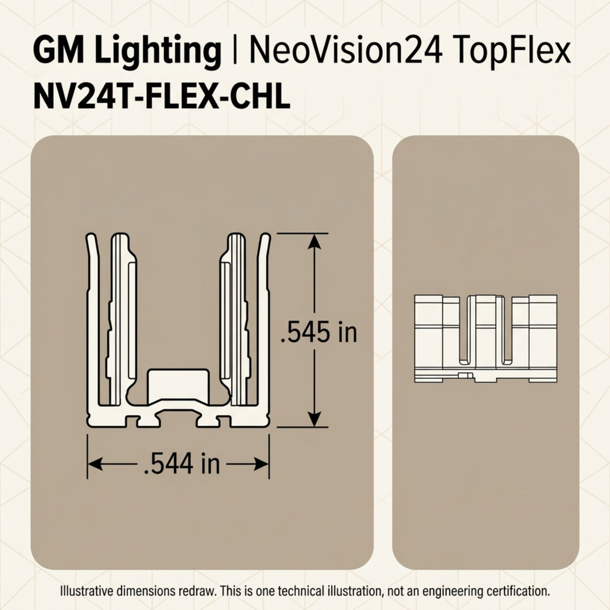 GM Lighting NeoVision24 TopFlex NV24T-FLEX-CHL 39.5 in Flexible Mounting Channel