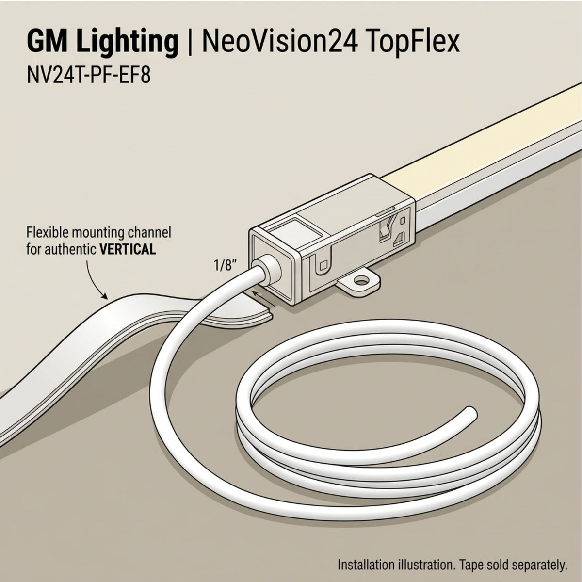 GM Lighting NeoVision24 TopFlex NV24T-PF-EF8 8 ft Flexible End Power Feed
