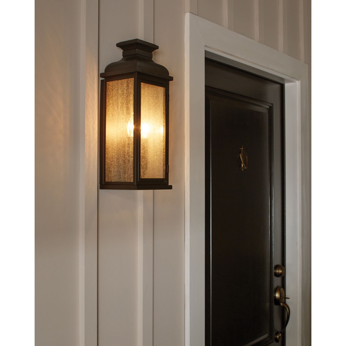 Pediment 13 In. 2 Lights Outdoor Wall Sconce Black Finish