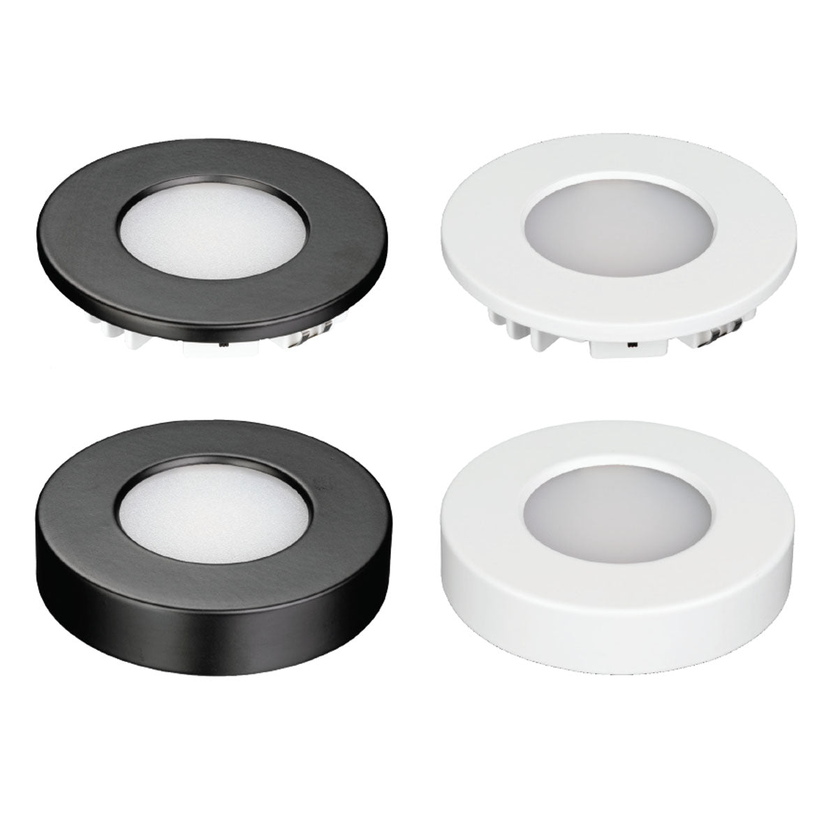 Omni Slim LED Puck Light, 280 Lumens, 27K|30K|40K, 24VDC, White & Black Trim - Bees Lighting