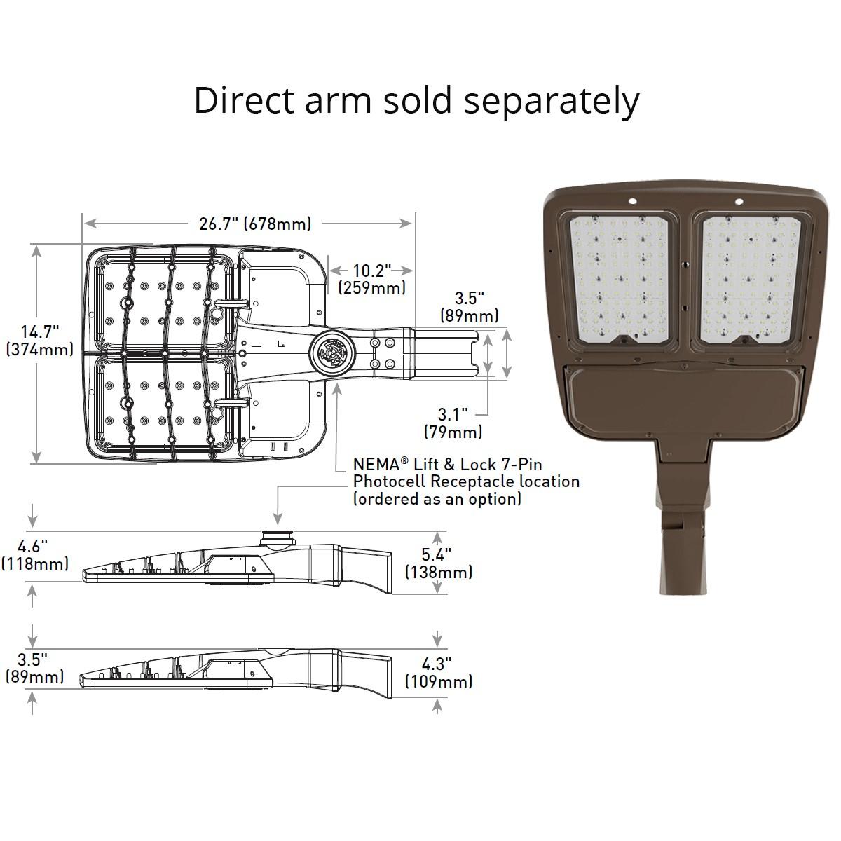 LED Pole Light, 4000K, 120-277V, 400W Replaceable - Bees Lighting
