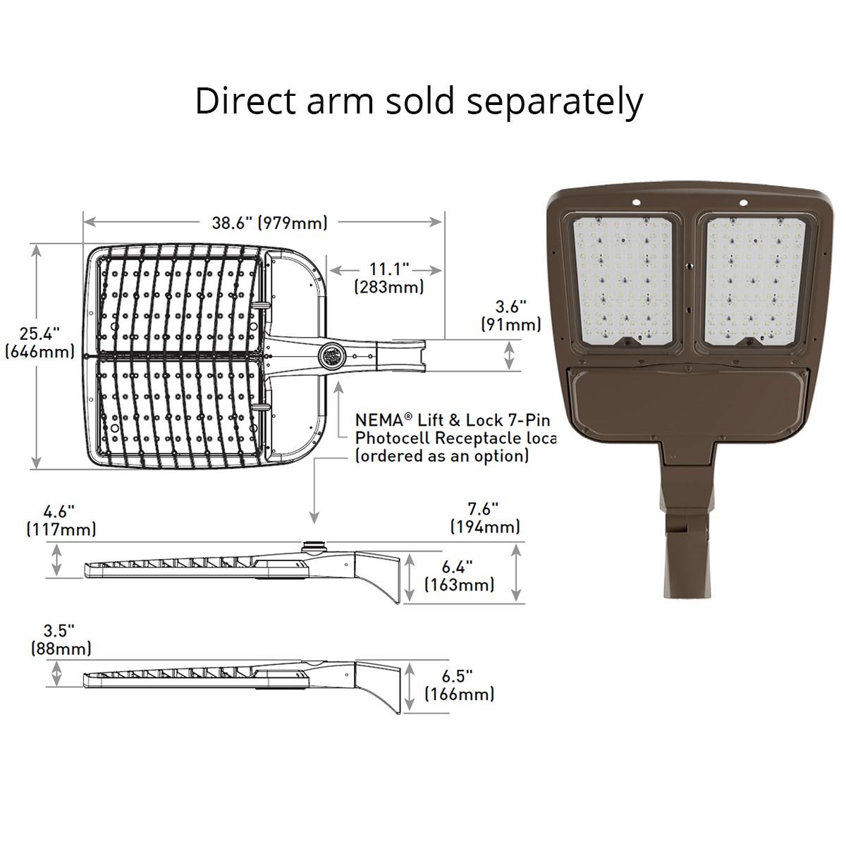 LED Pole Light, 4000K, 120-277V, 2000W Replaceable