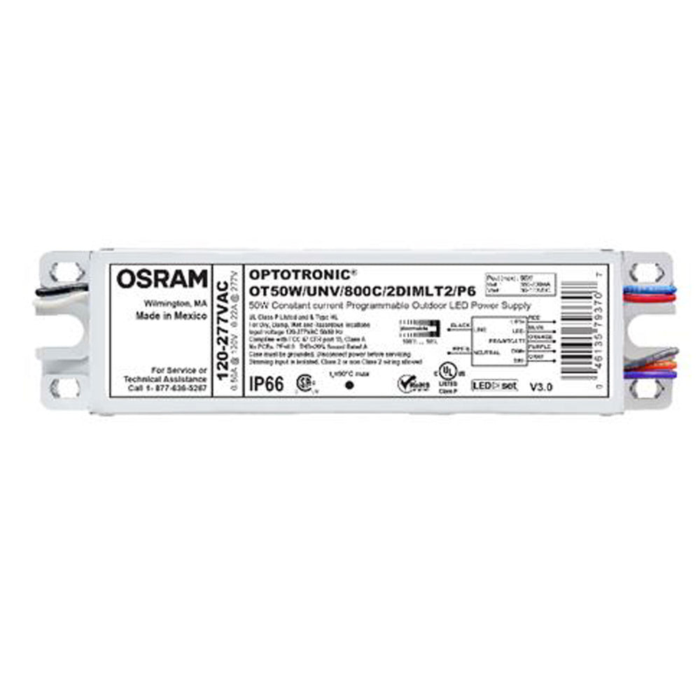 OPTOTRONIC 50 Watts 30-120 Volt DC Output Programmable Constant Current Outdoor Dimmable LED Driver 120-277V Input