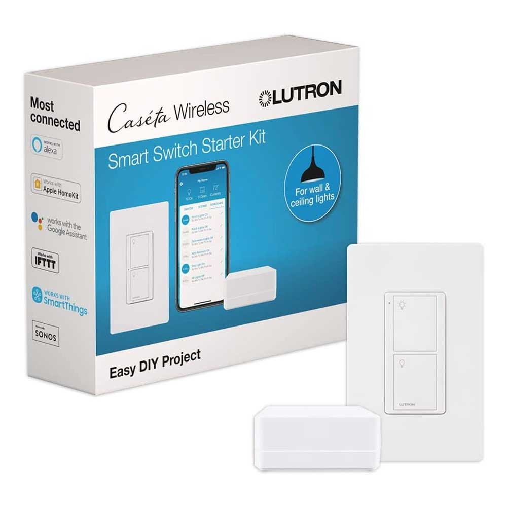 Caseta Wireless Smart Light Switch Starter Kit with Smart Bridge and Wall Plate - Bees Lighting