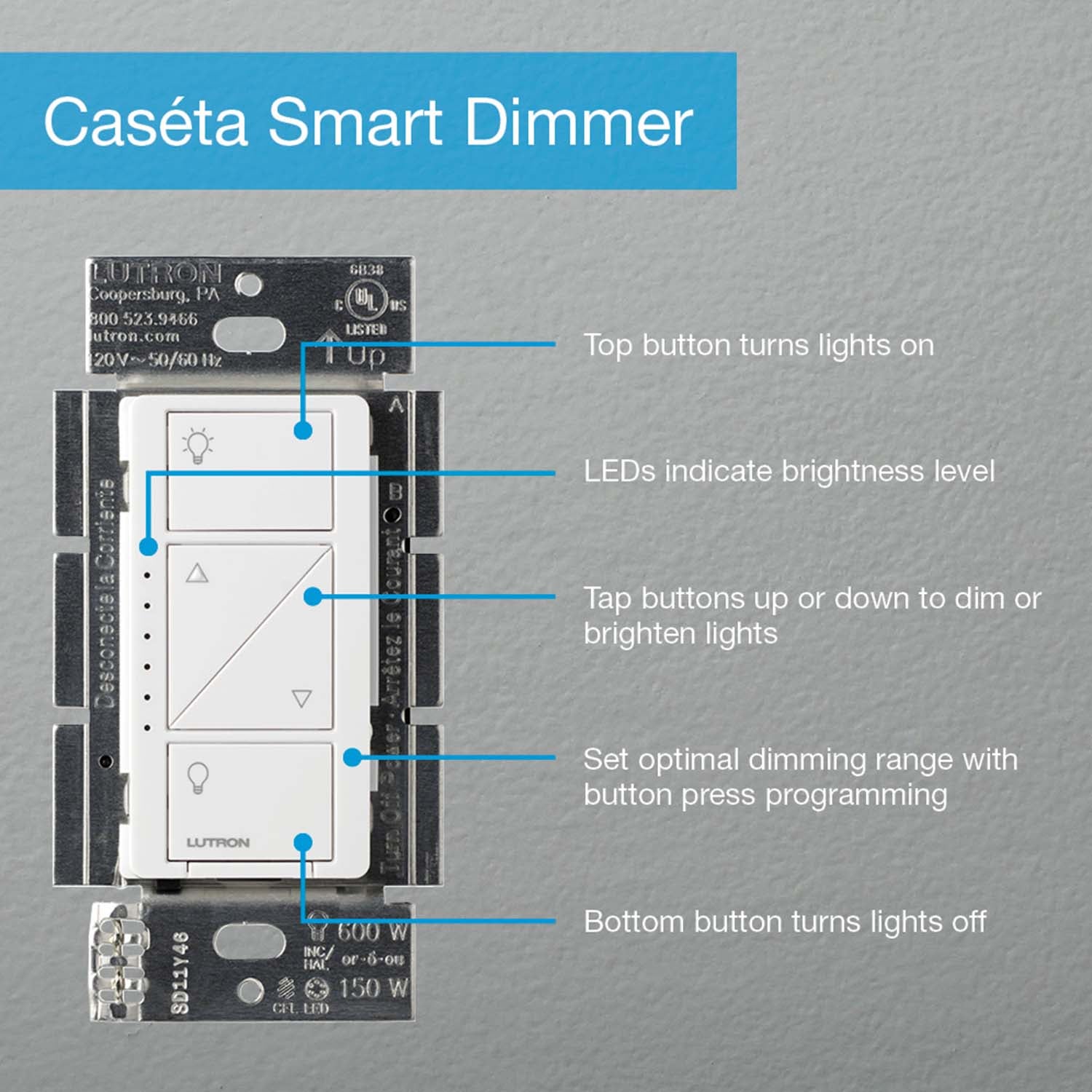 Caseta Wireless Smart Dimmer Switch, Smart Bridge, and Pico Remote Control Kit - Bees Lighting