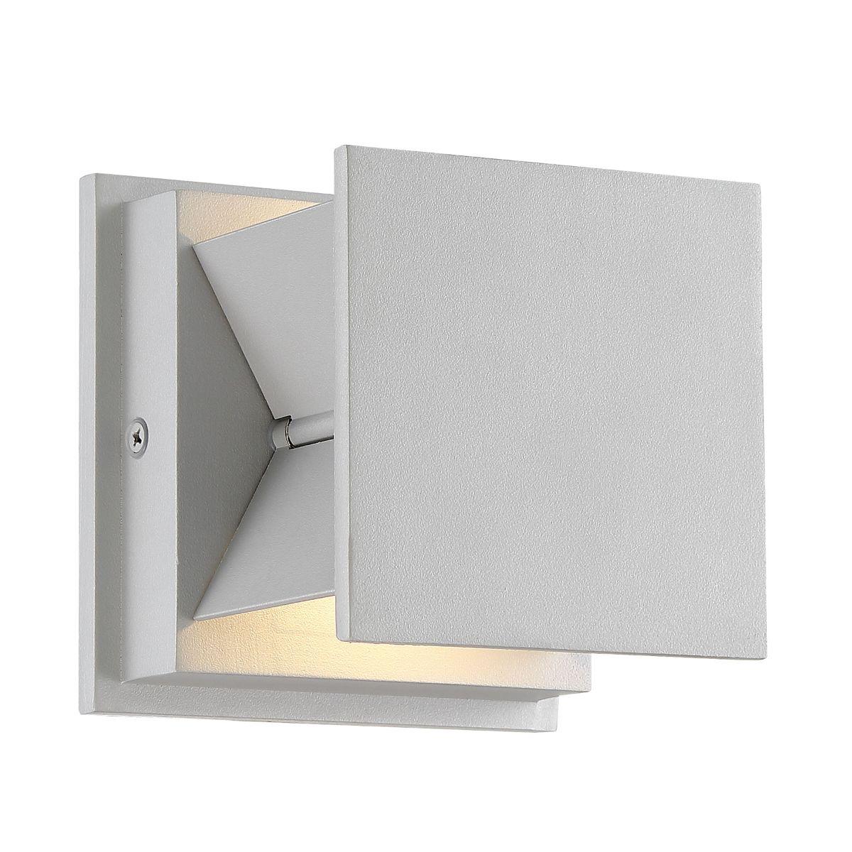 Baffled 5 in. 2 Lights LED Outdoor Wall Sconce Silver Finish