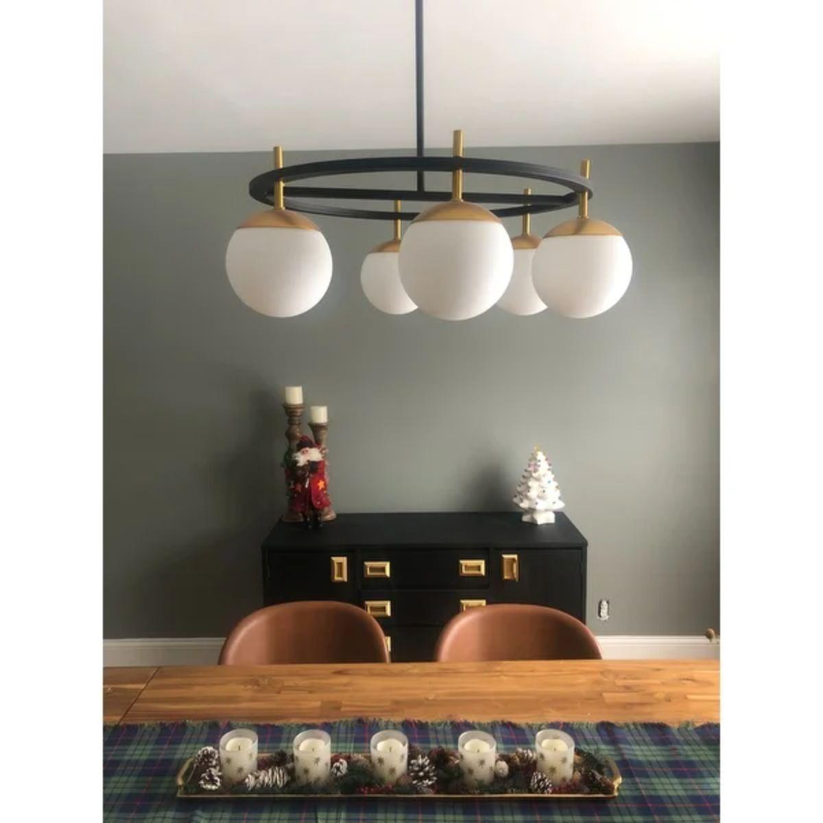 Alluria 27 in. 6 Lights Pendant Light Black & Gold finish - Bees Lighting