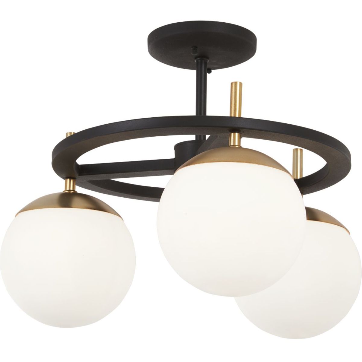 Alluria 18 in. 3 Lights Semi flush Mount Light Black & Gold finish