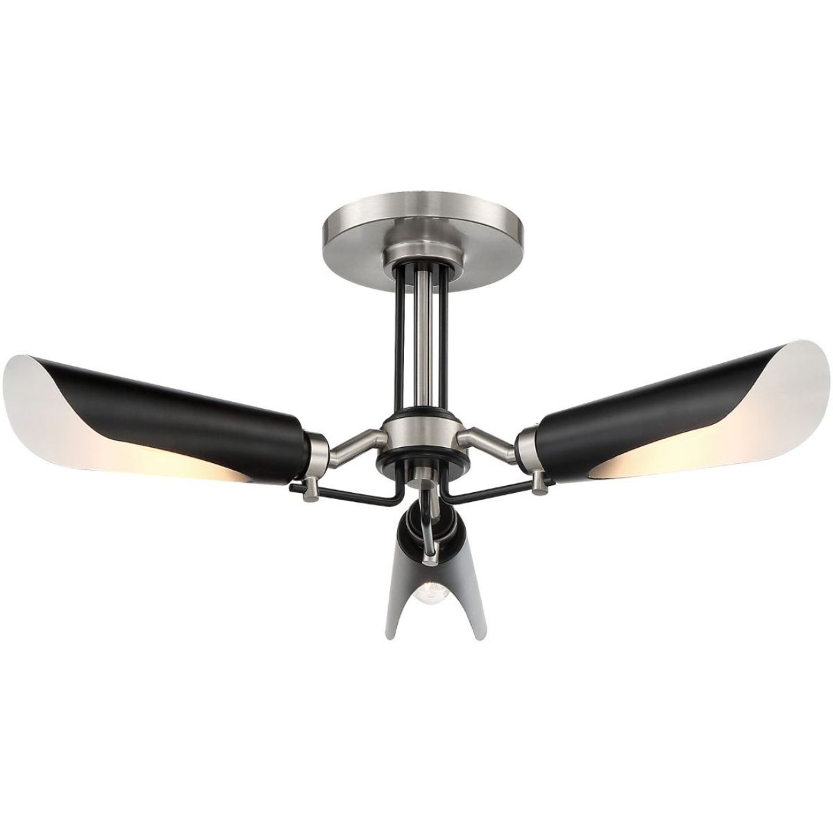 Turbine 22 in. 3 Lights Semi flush Mount Light Brushed Nickel & Black finish - Bees Lighting