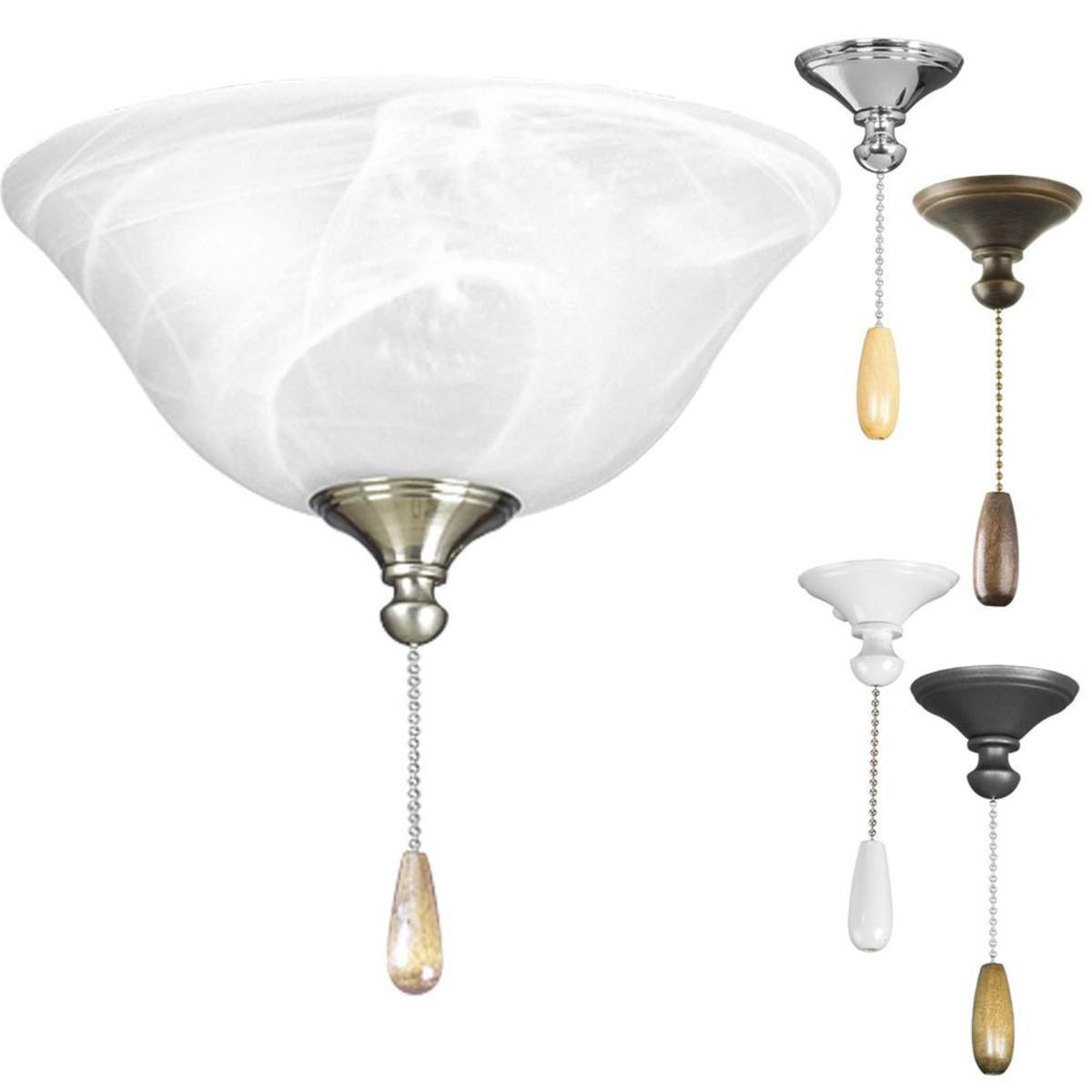 Universal LED Ceiling Fan Light Kit, Alabaster Bowl Glass