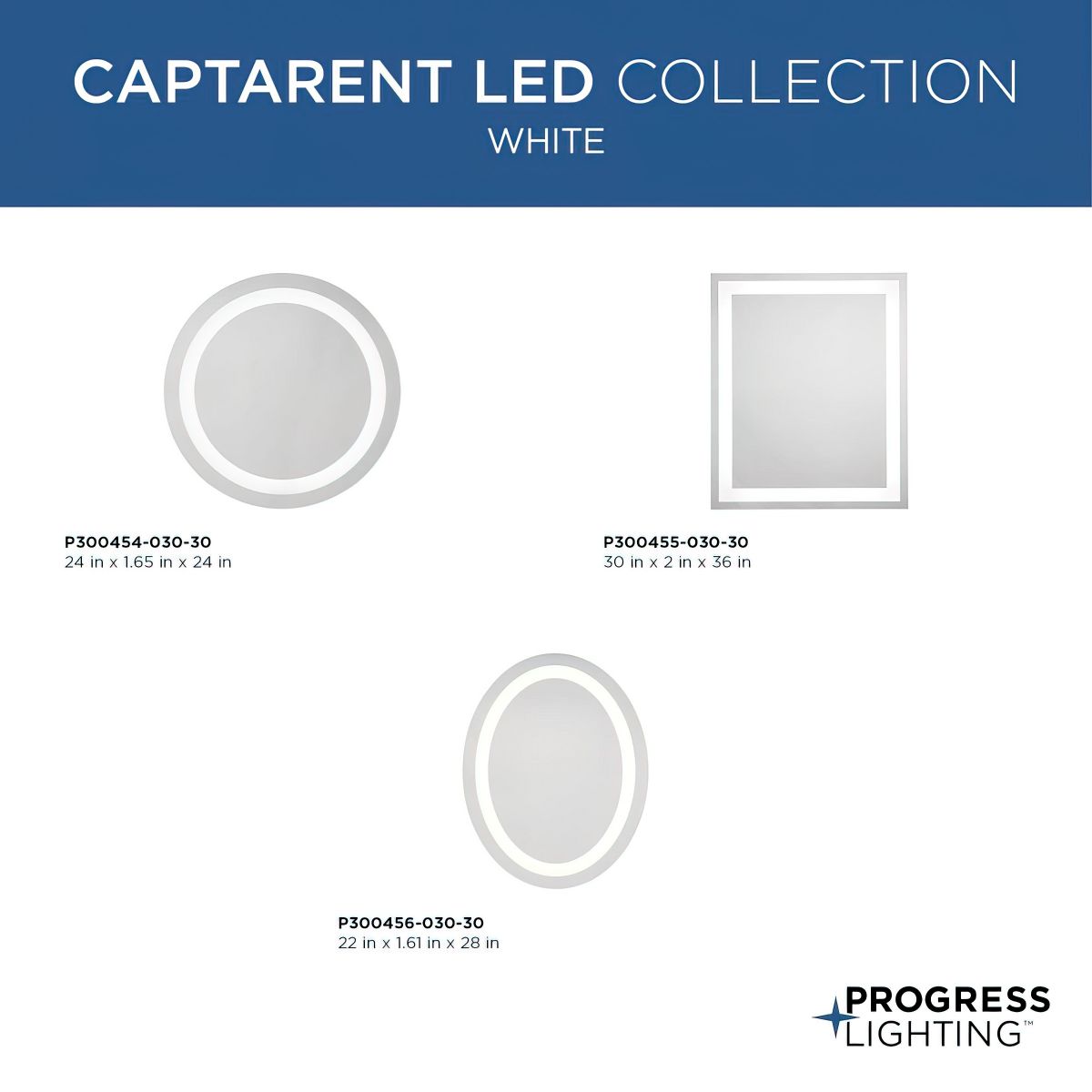 Captarent Round 24 In. White LED Wall Mirror