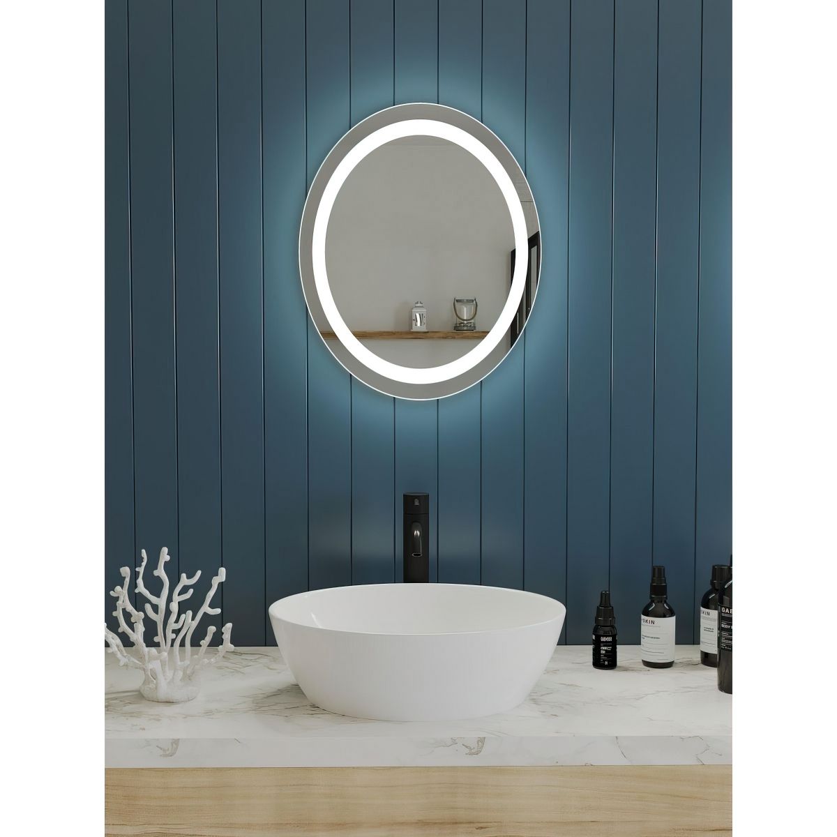 Captarent 22 In. X 28 In. White LED Wall Mirror - Bees Lighting