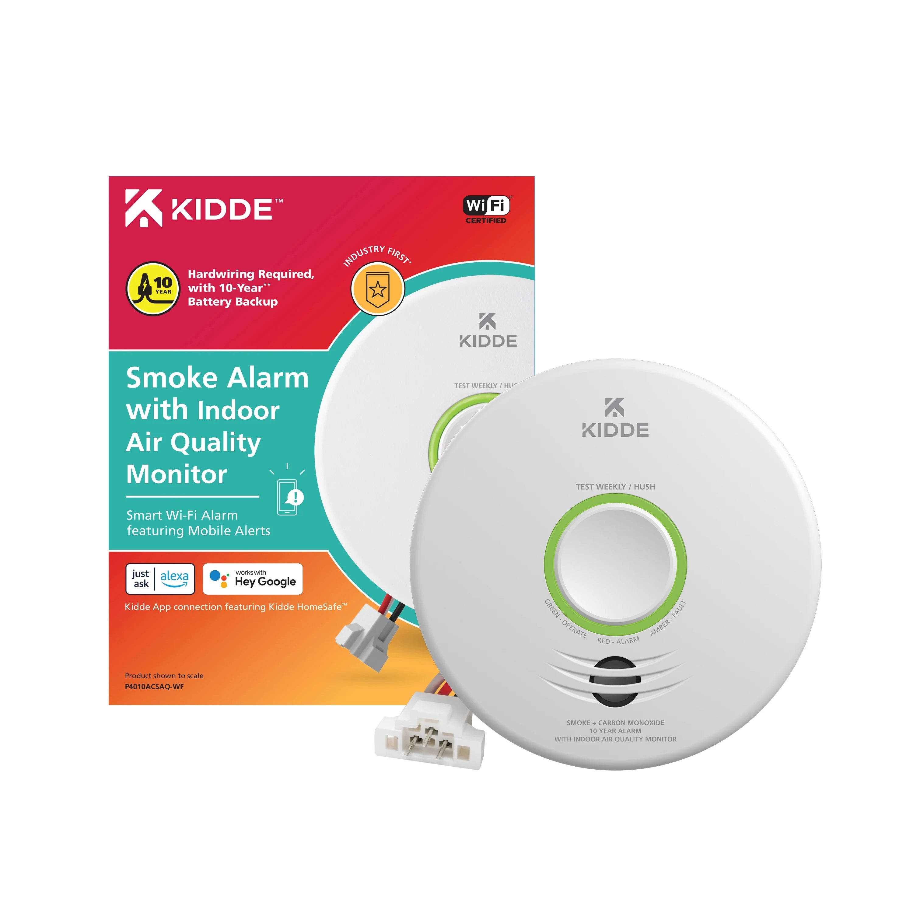 Smart Smoke Detector with Indoor Air Quality Monitoring Hardwiredâ€¯10-Year Lithium Backup Battery