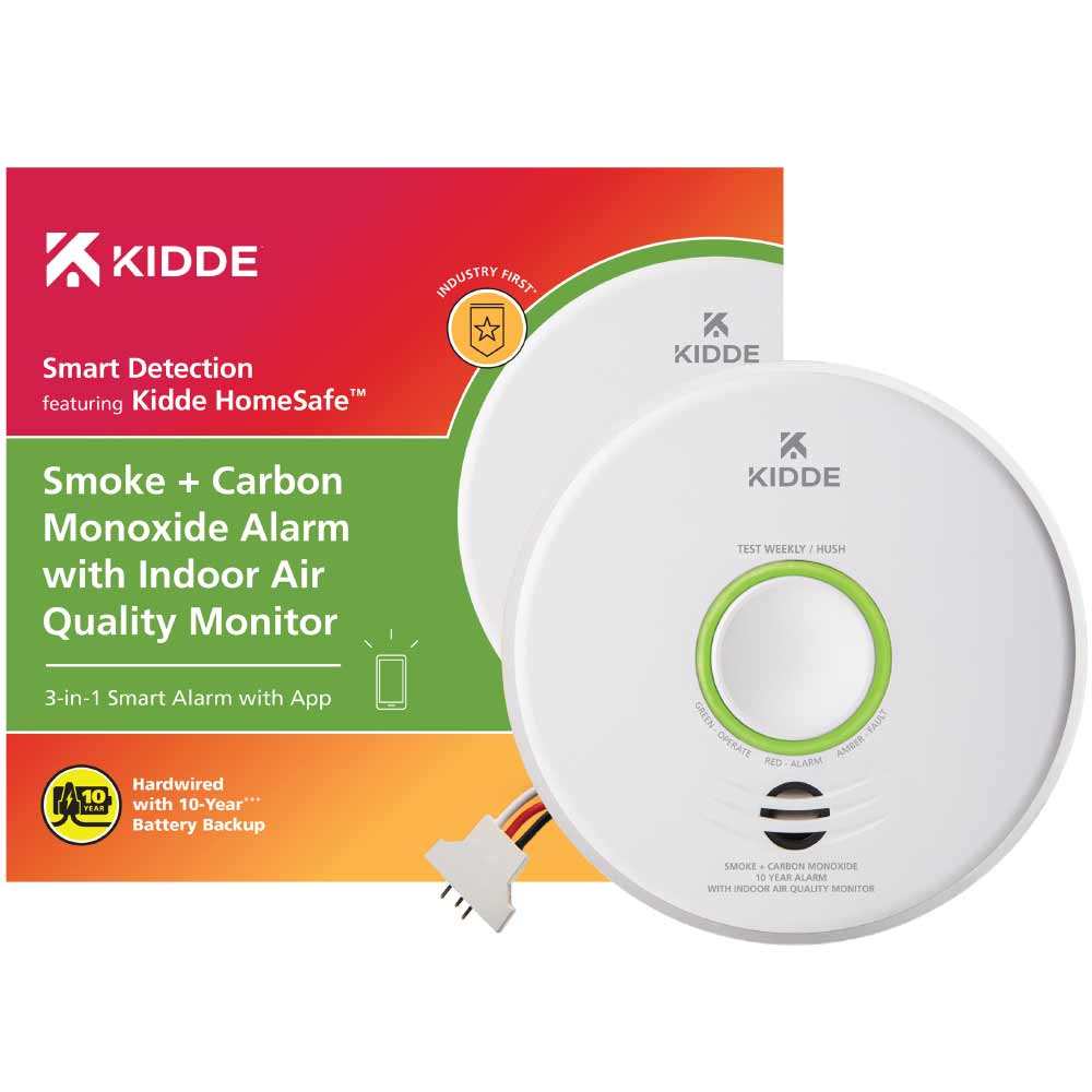 Smart Smoke and Carbon Monoxide Detector with Indoor Air Quality Monitor Hardwired 10-Year Lithium Backup Battery - Bees Lighting