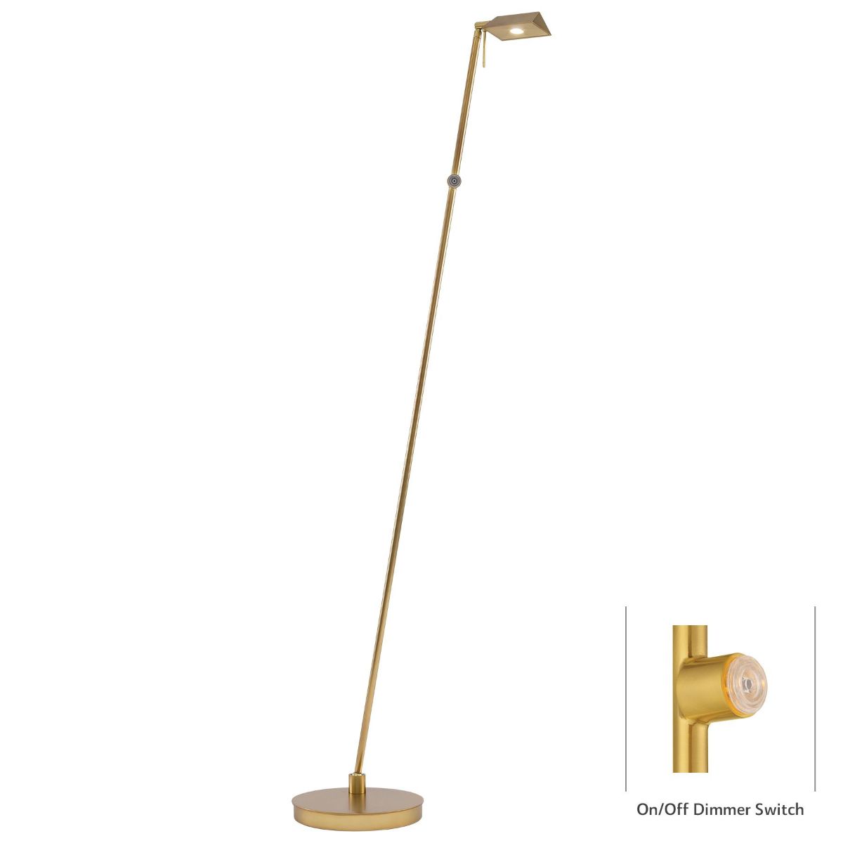 George's Reading Room 1 Light LED Pharmacy Floor Lamp Honey Gold Finish and Steel Shade - Bees Lighting