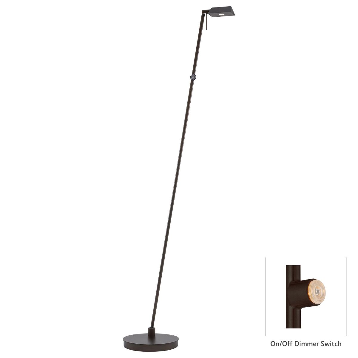 George's Reading Room 1 Light LED Pharmacy Floor Lamp Copper Bronze Patina Finish and Steel Shade - Bees Lighting
