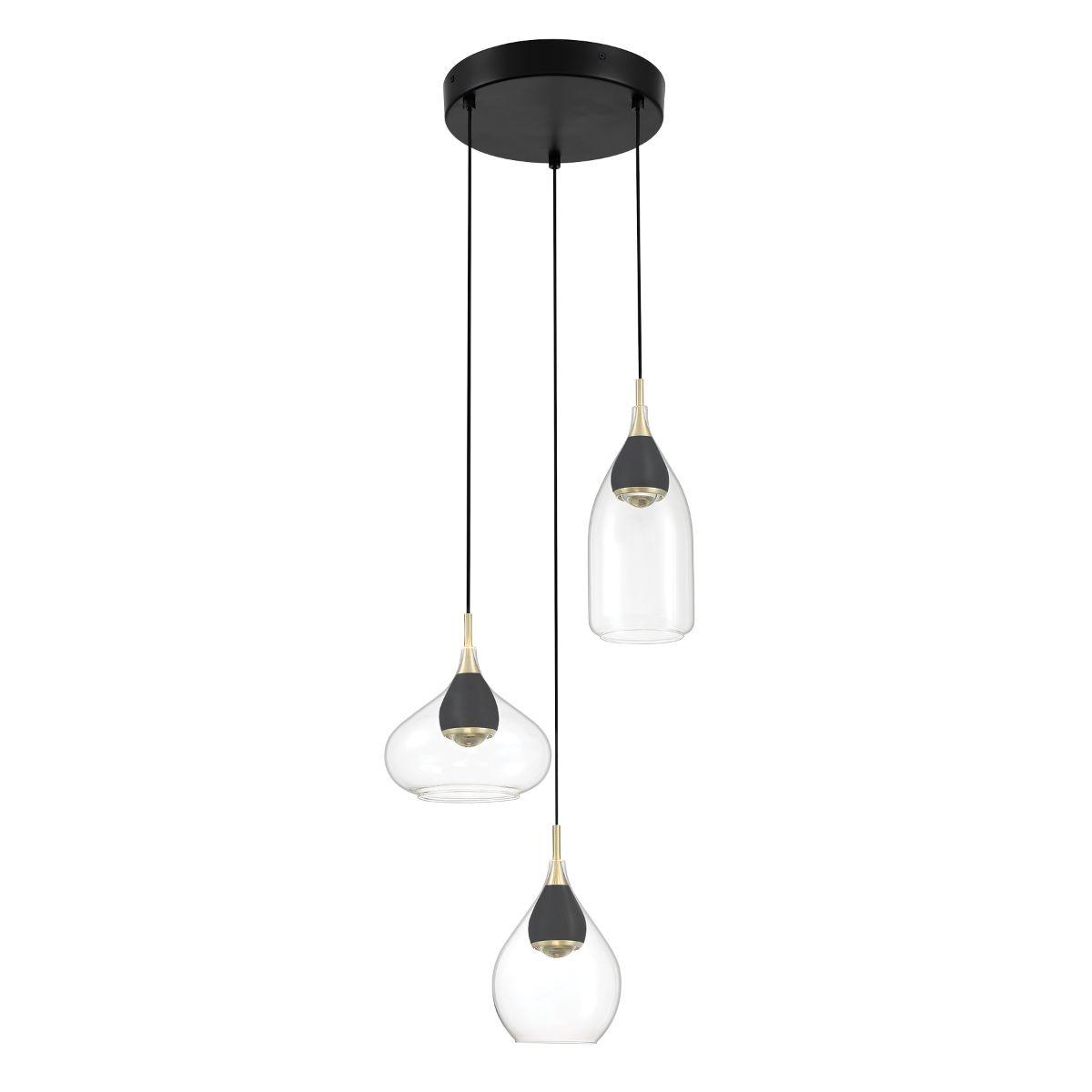 Arabesque 14 in. 3 Lights LED Pendant Light Gold finish - Bees Lighting
