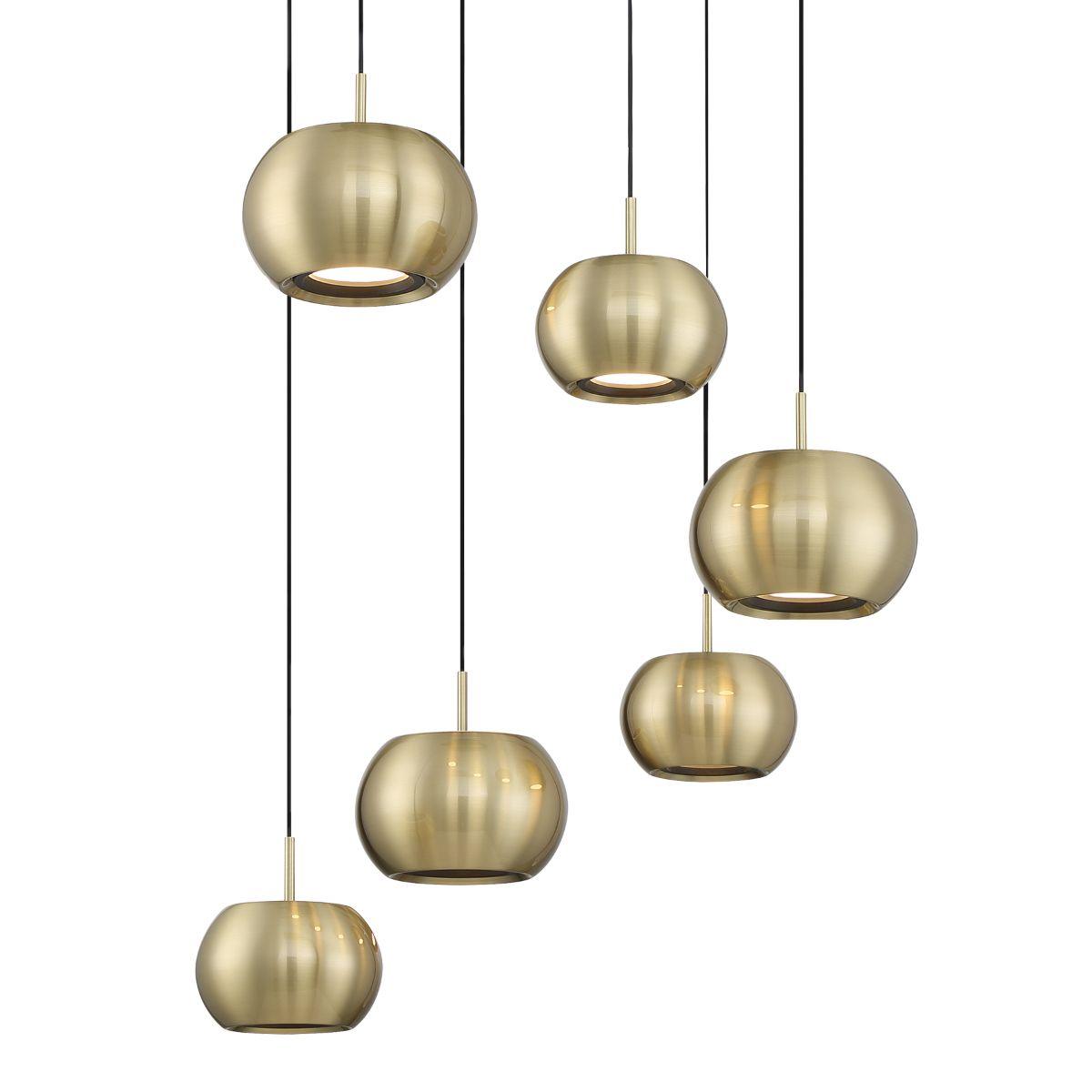 Halo 21 in. 6 Lights LED Pendant Light Gold finish