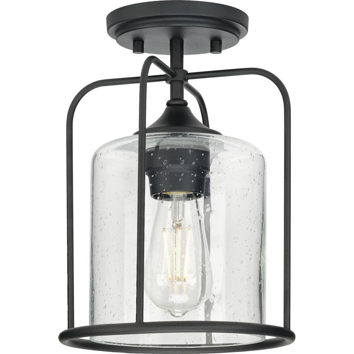 Watch Hill 12 in. Outdoor Semi Flush Mount Black finish - Bees Lighting