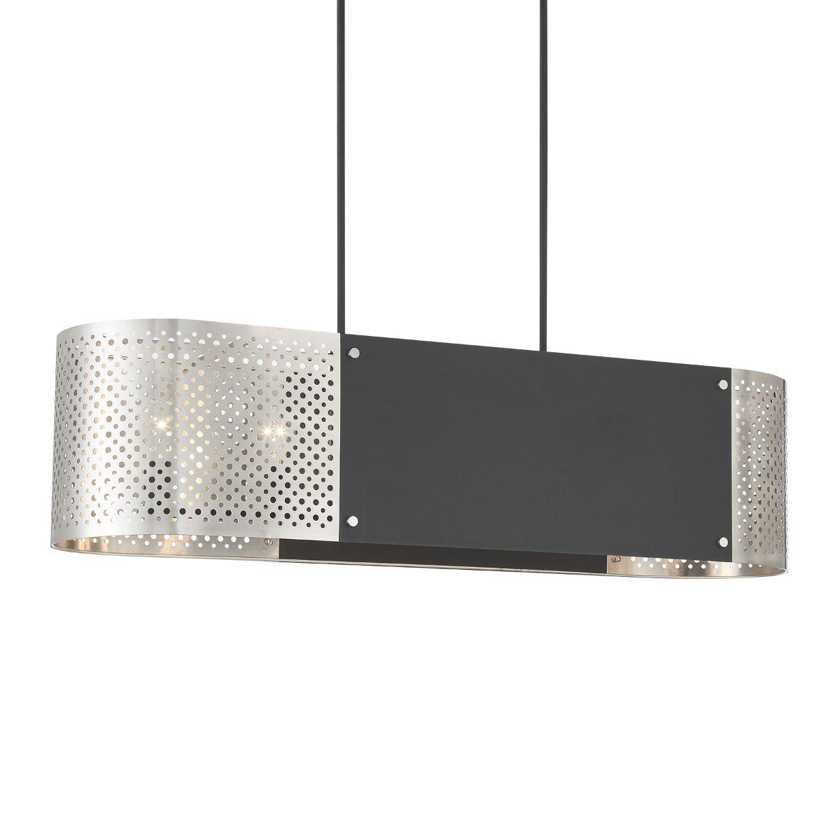 Noho By Robin Baron 44 in. 6 lights Pendant Light Brushed Nickel & Black finish