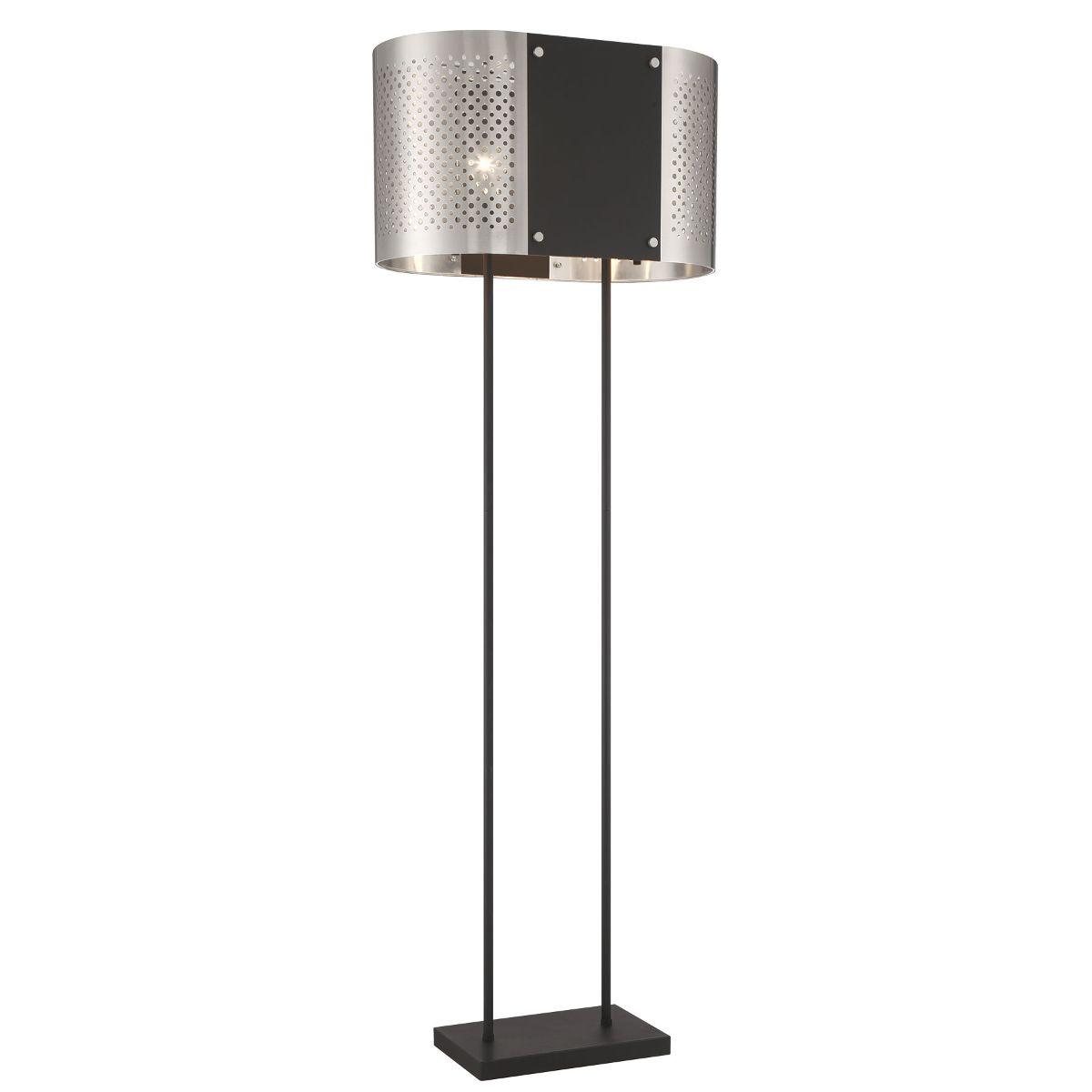 Noho 2 Lights Floor Lamp in Steel with a Coal and Brushed Nickel Finish