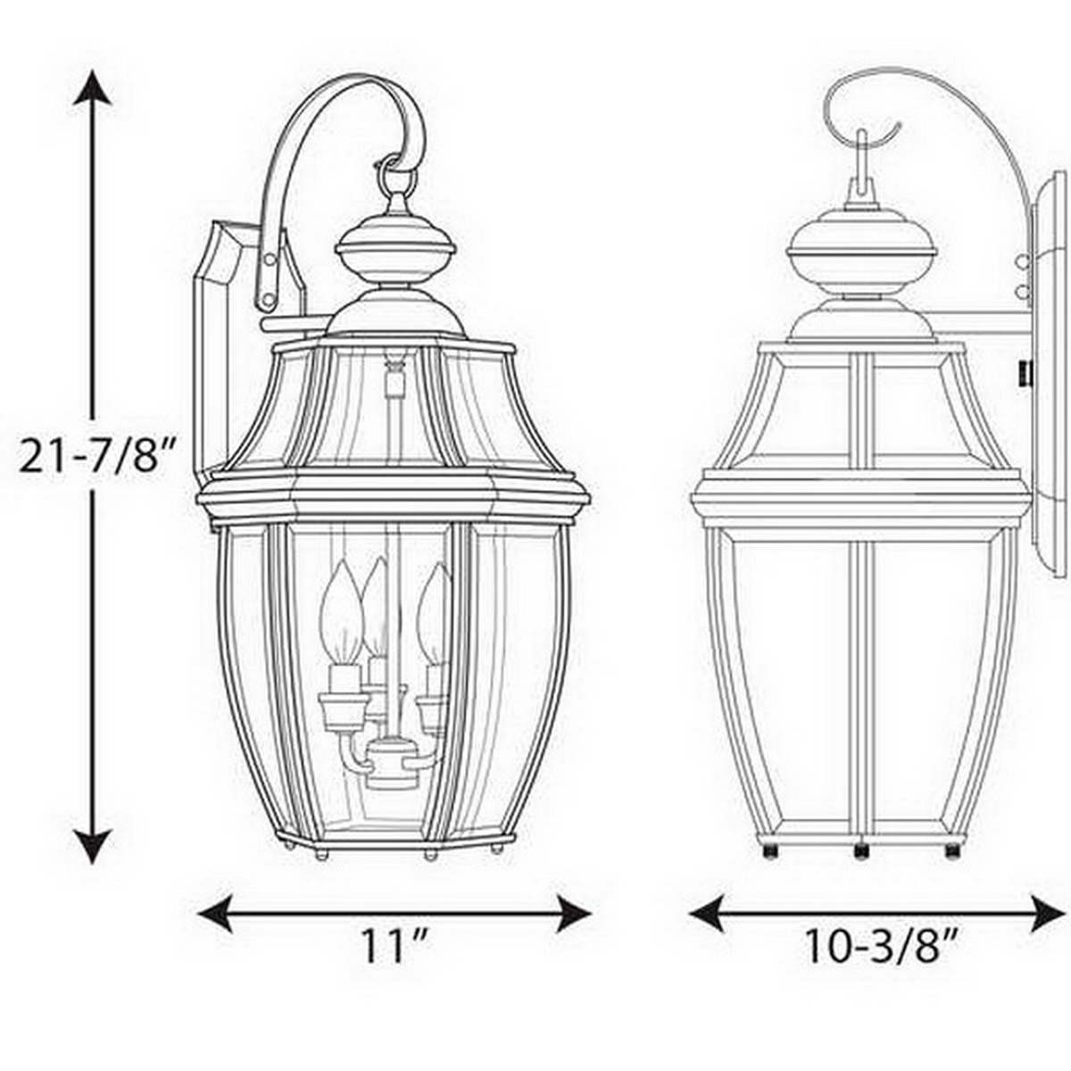 New Haven 22 in. 3 Lights Outdoor Wall Sconces Black Finish