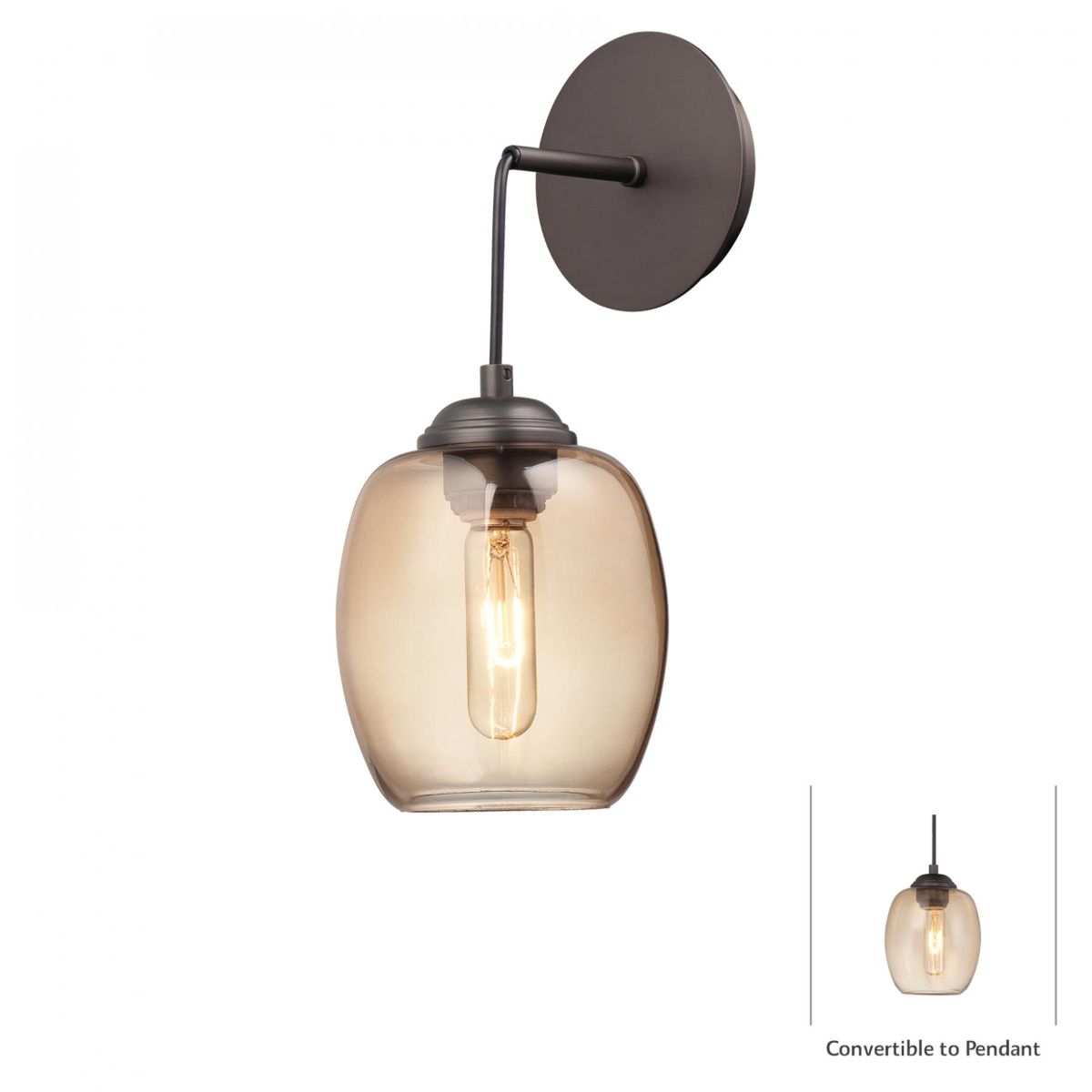Bubble 8 in. Convertible Armed Sconce/Pendant Light Bronze finish - Bees Lighting