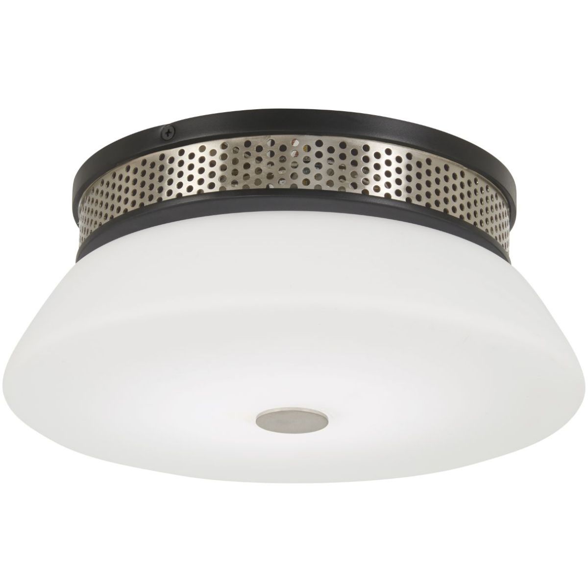 Tauten 12 in. LED Flush Mount Light Brushed Nickel & Black Finish