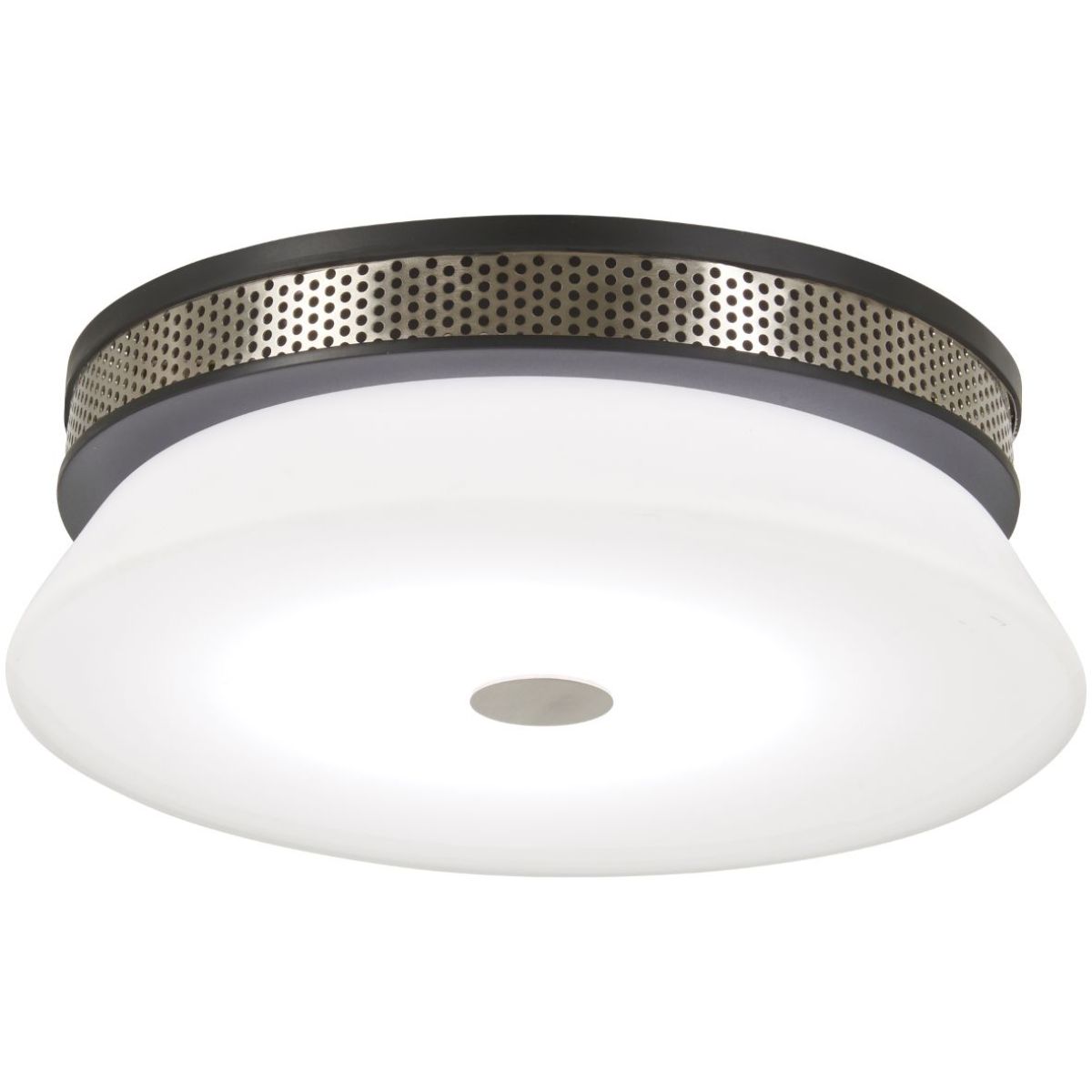 Tauten 15 in. LED Flush Mount Light Brushed Nickel & Black Finish