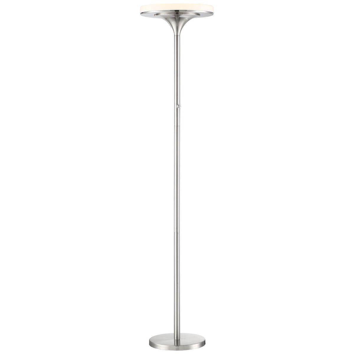 U.H.O LED Torchiere Floor Lamp Brushed Nickel with a White Acrylic Shade