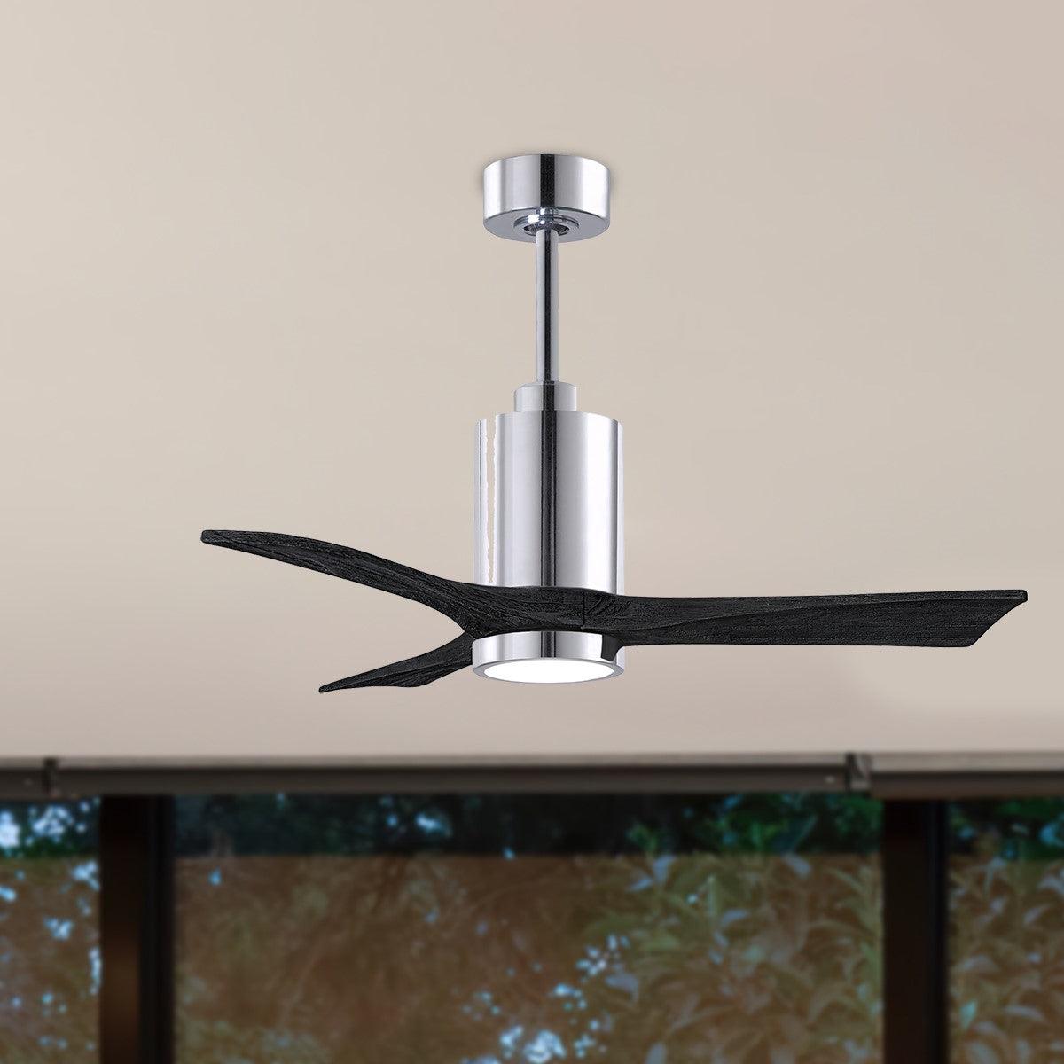 Patricia 42 Inch 3 Blades Modern Outdoor Ceiling Fan With Light, Wall And Remote Control Included